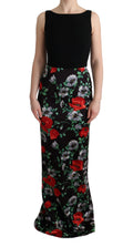 Dolce & Gabbana Long Sheath Dress with Multicolor Floral Print