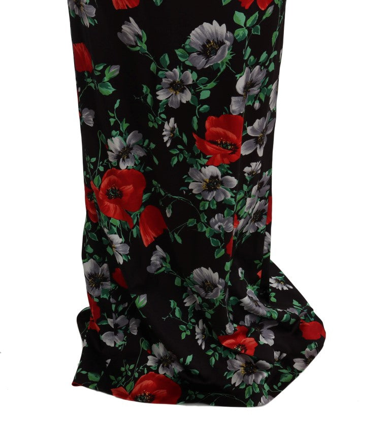 Dolce & Gabbana Long Sheath Dress with Multicolor Floral Print