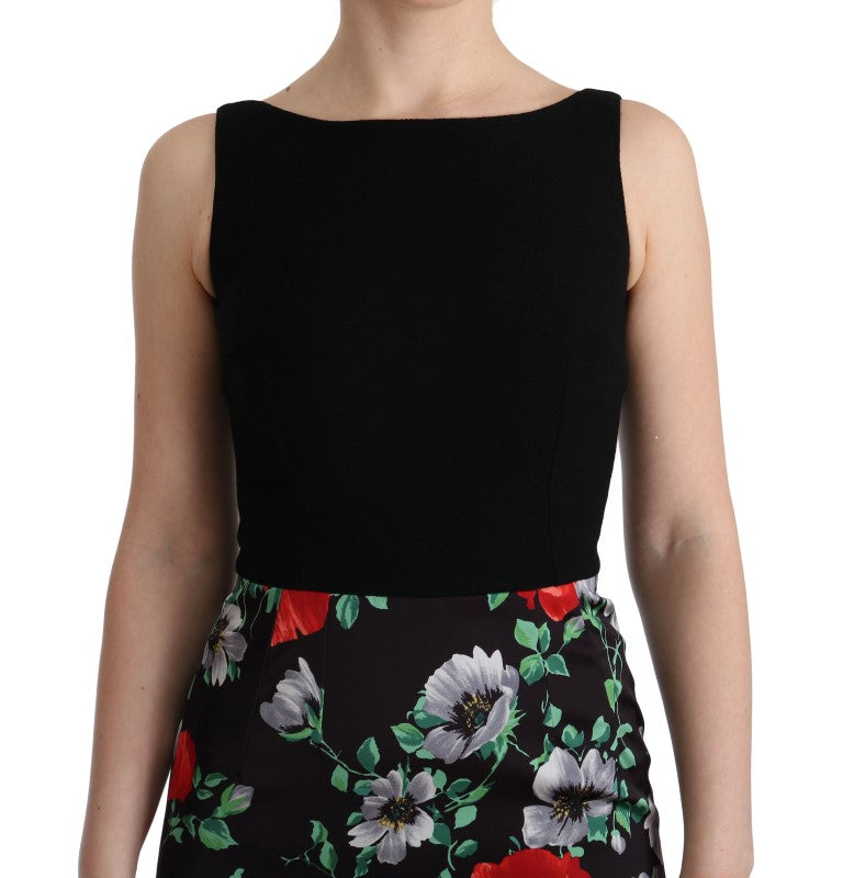 Dolce & Gabbana Long Sheath Dress with Multicolor Floral Print