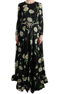 Dolce & Gabbana Langes Maxikleid mit Sonnenblumendruck aus Seide in Multicolor