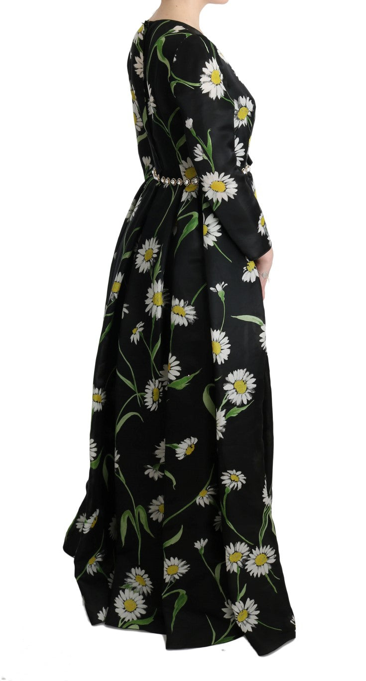 Dolce & Gabbana Langes Maxikleid mit Sonnenblumendruck aus Seide in Multicolor
