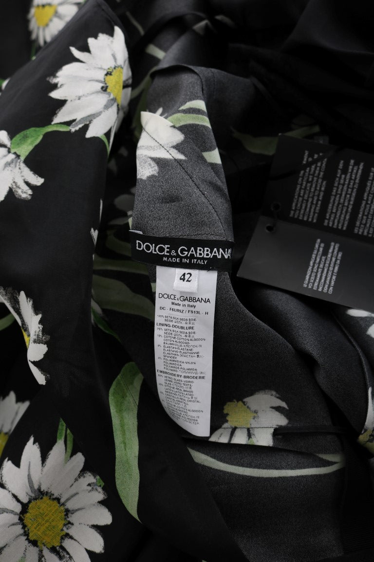 Dolce & Gabbana Langes Maxikleid mit Sonnenblumendruck aus Seide in Multicolor