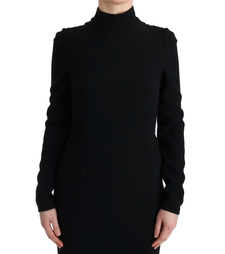 Dolce & Gabbana Schwarzes langes Stretch-Etuikleid