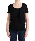 MARGHI LO' Black Top 100% Lana Wool Blouse T-shirt