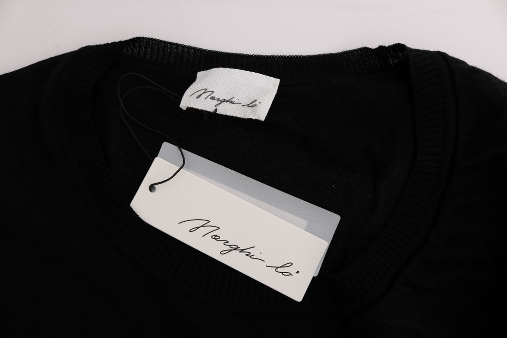 MARGHI LO' Black Top 100% Lana Wool Blouse T-shirt