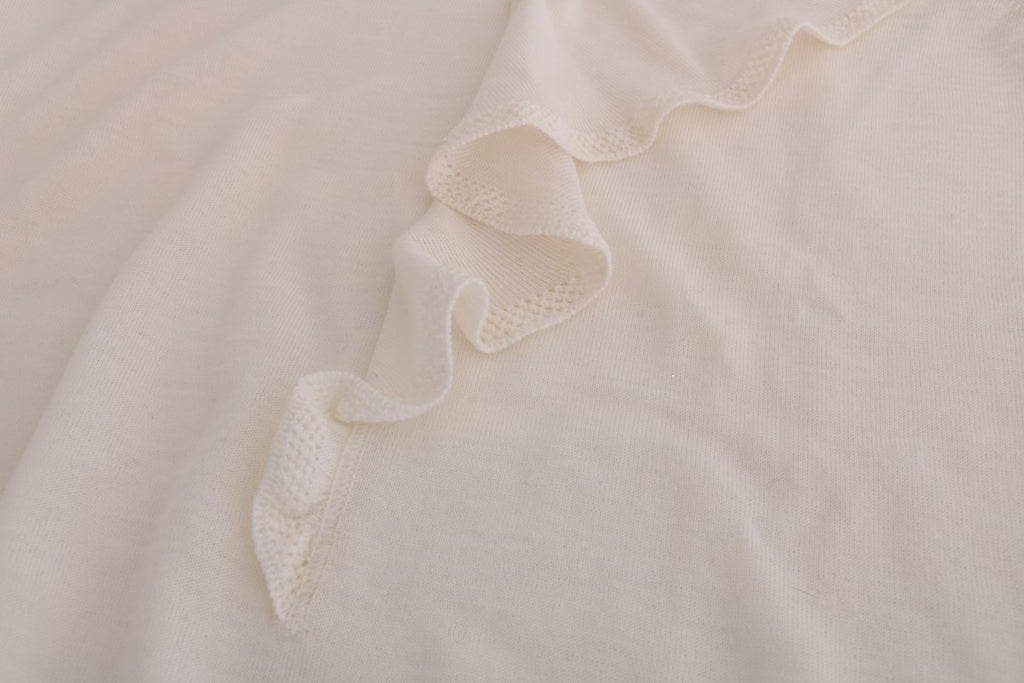 MARGHI LO' Weißes Oberteil aus 100% Lana-Wolle Bluse T-shirt