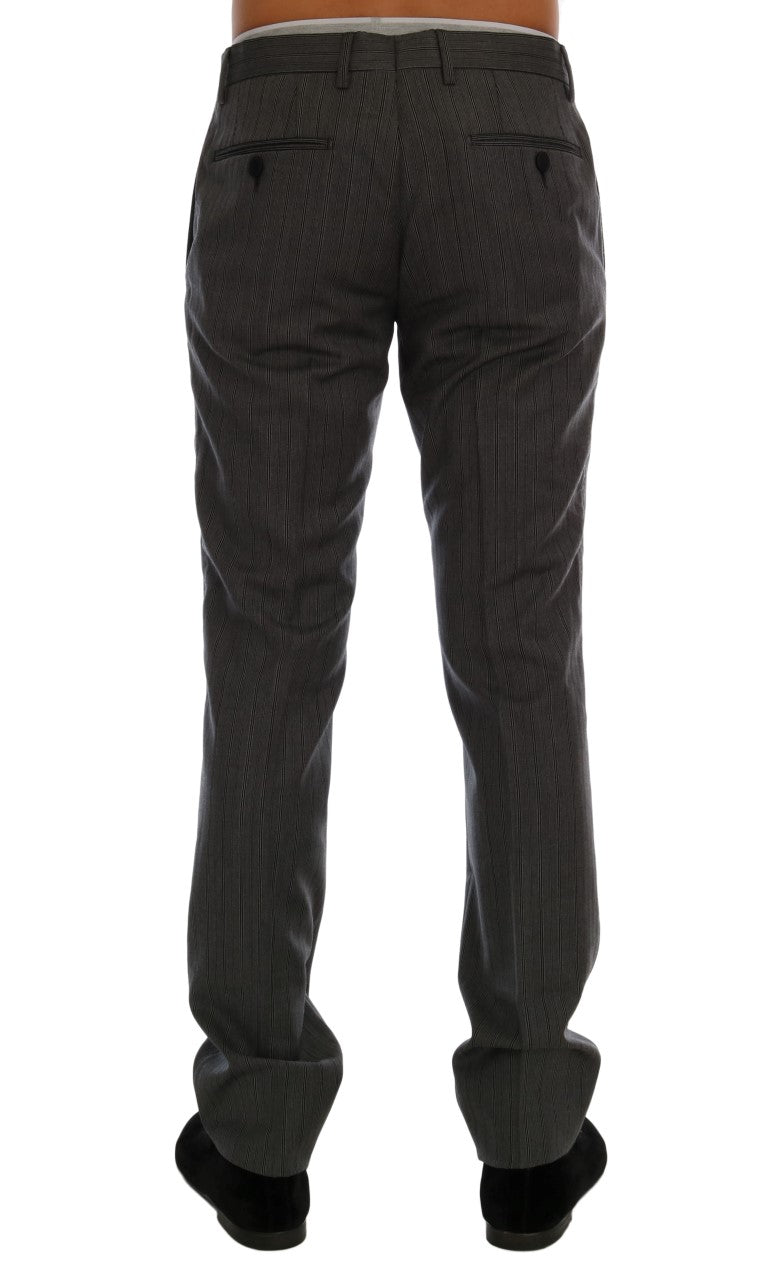 Dolce & Gabbana Graue gestreifte formelle Hose aus Wolle