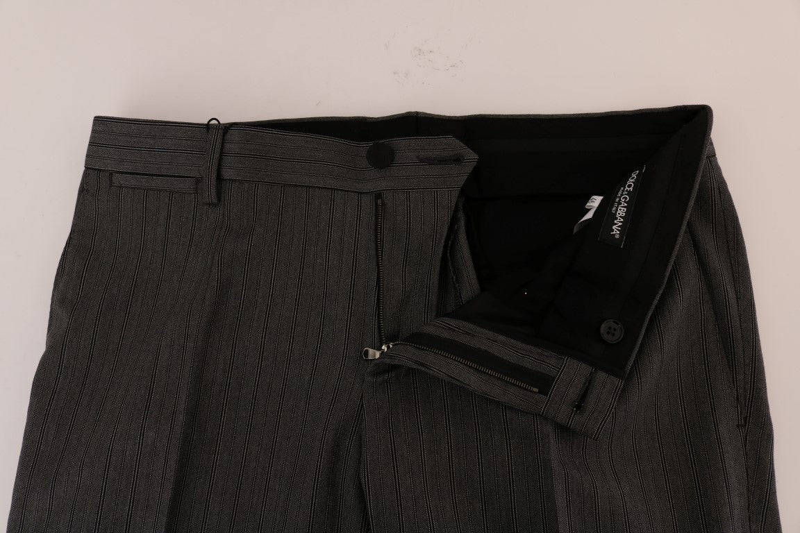 Dolce & Gabbana Graue gestreifte formelle Hose aus Wolle