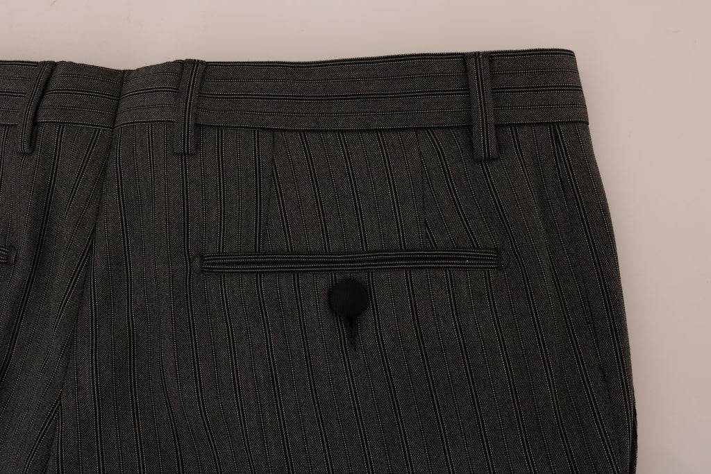 Dolce & Gabbana Graue gestreifte formelle Hose aus Wolle