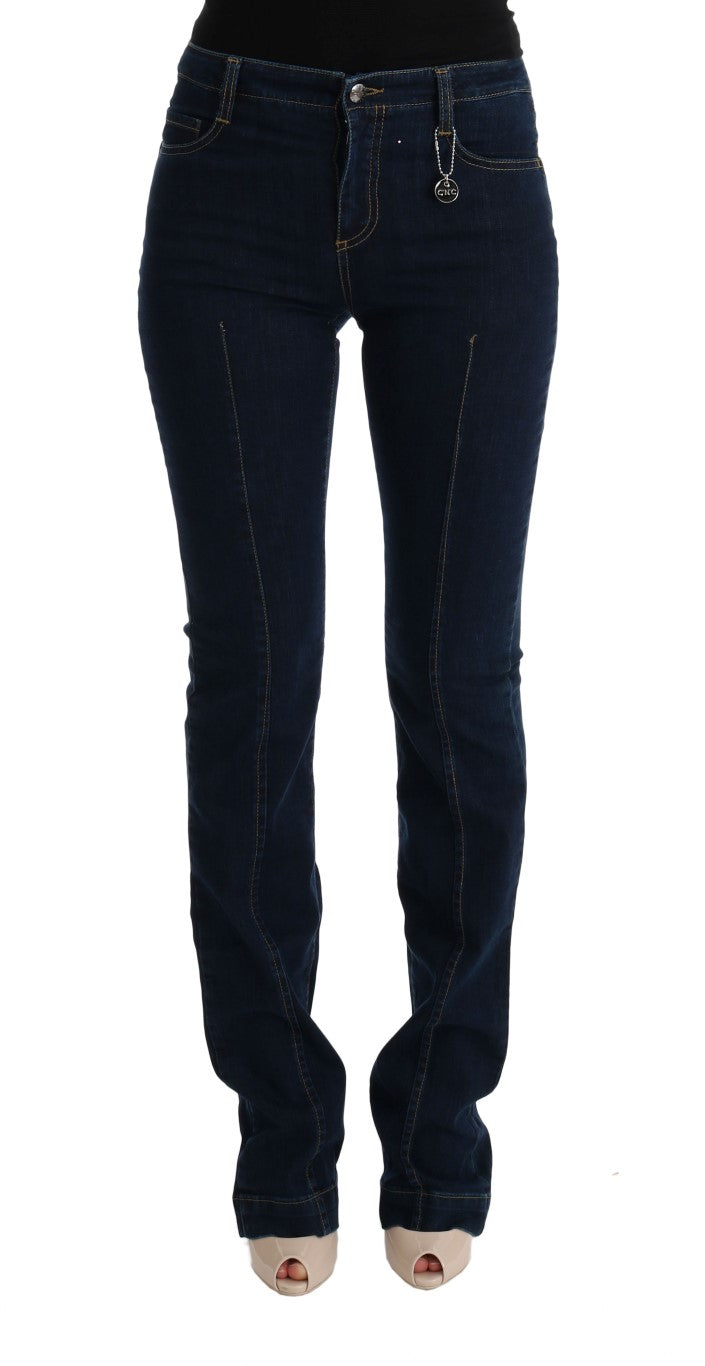 Costume National Blue Cotton Bootcut Flare Jeans