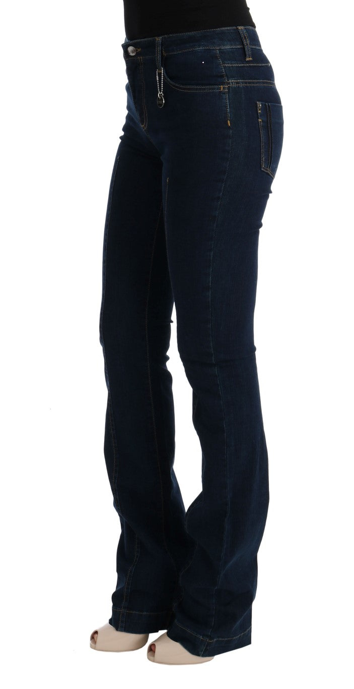 Costume National Blue Cotton Bootcut Flare Jeans