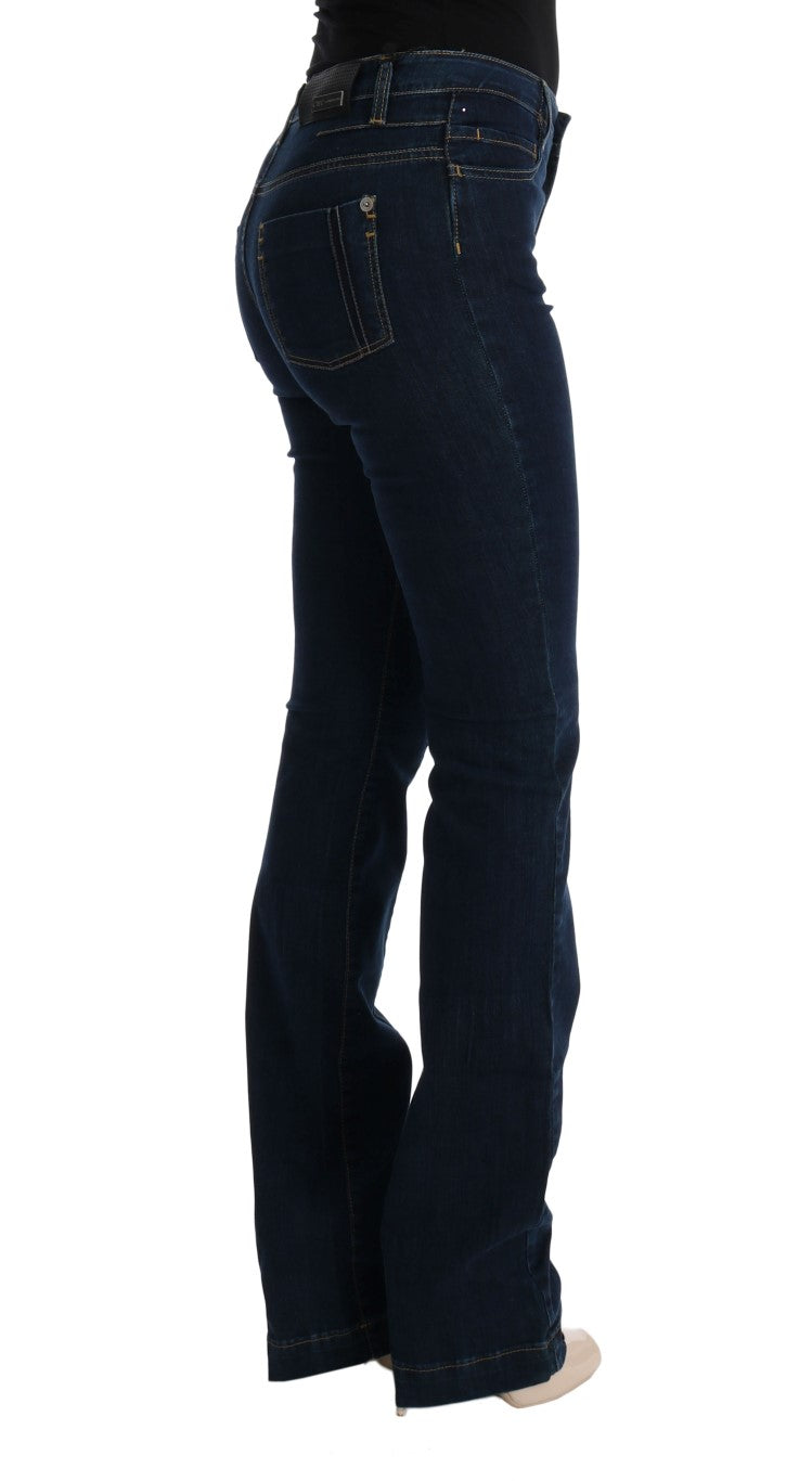 Costume National Blue Cotton Bootcut Flare Jeans