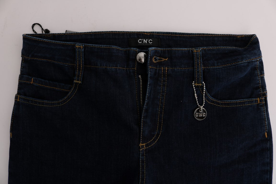 Costume National Blue Cotton Bootcut Flare Jeans