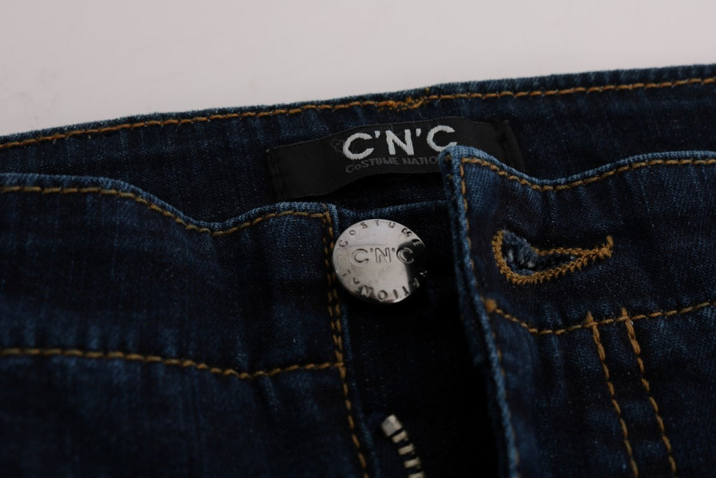 Costume National Blue Cotton Bootcut Flare Jeans
