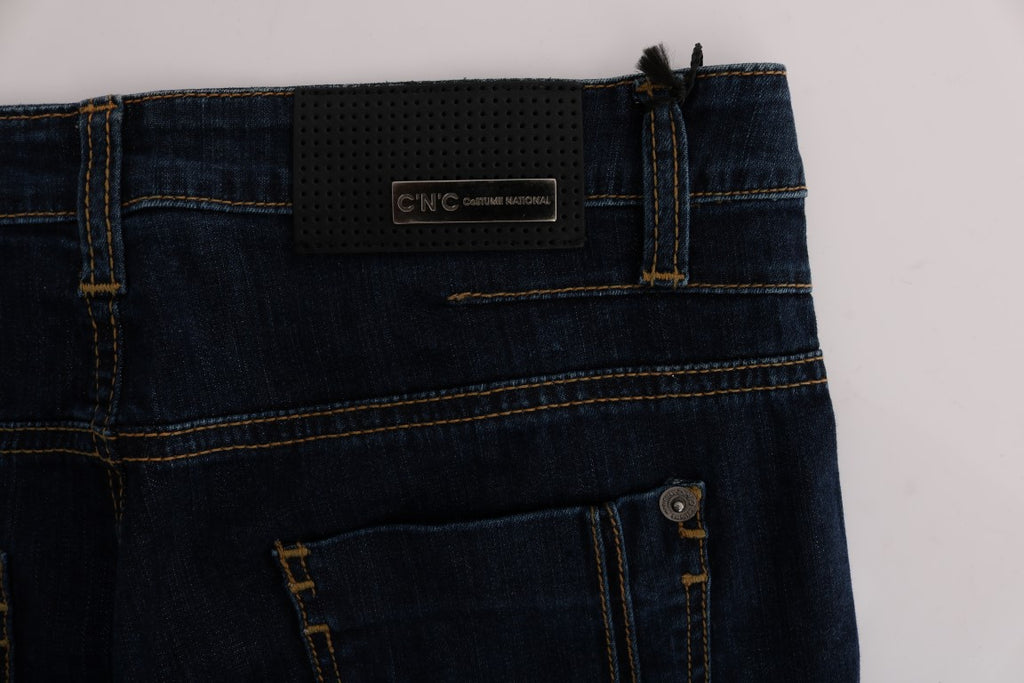 Costume National Blue Cotton Bootcut Flare Jeans