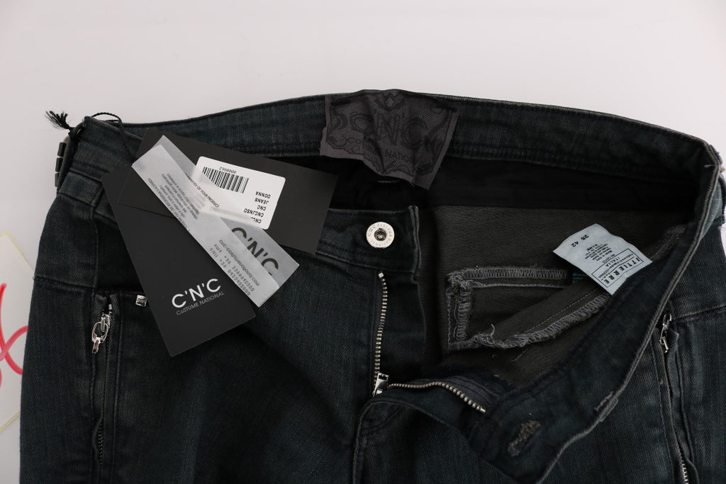 Costume National Grey Superslim Cotton Denim Jeans
