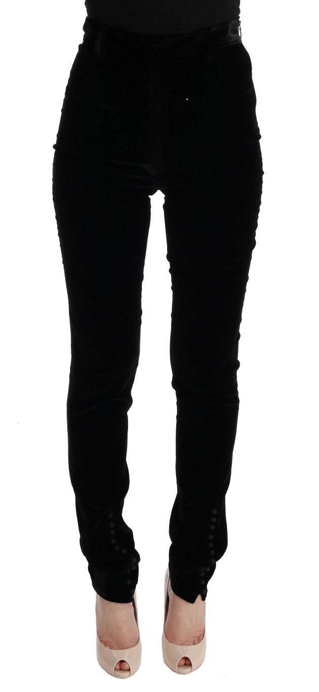 Ermanno Scervino Schwarze Slim Fit-Hose aus Samt