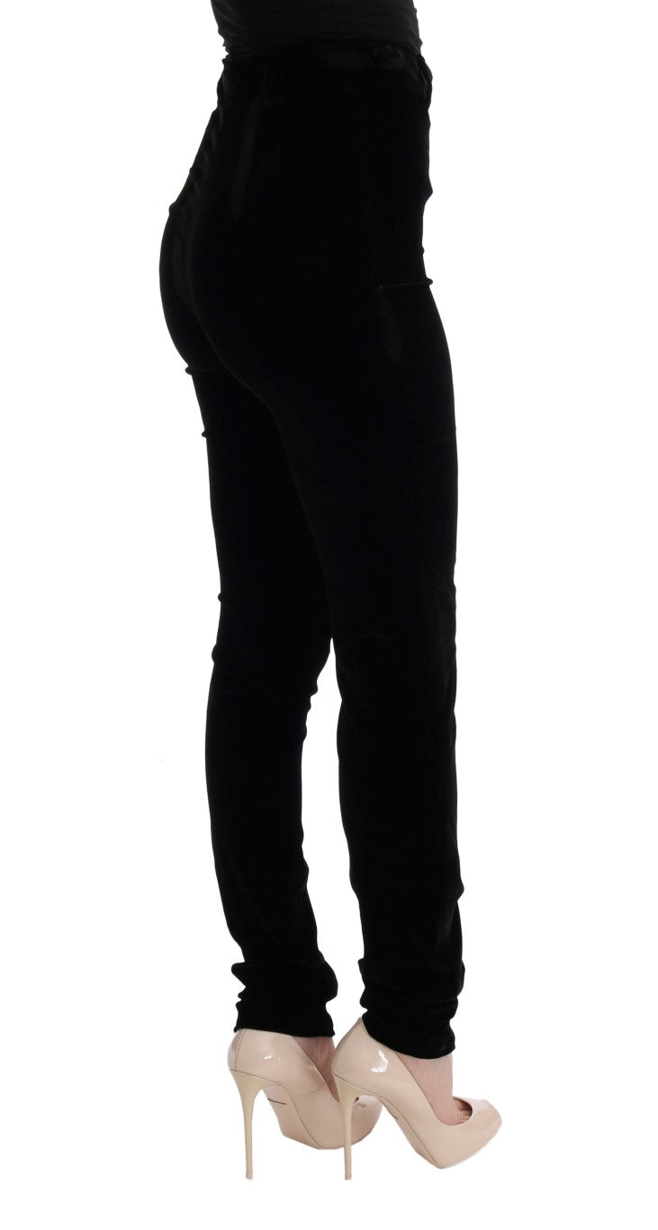 Ermanno Scervino Schwarze Slim Fit-Hose aus Samt