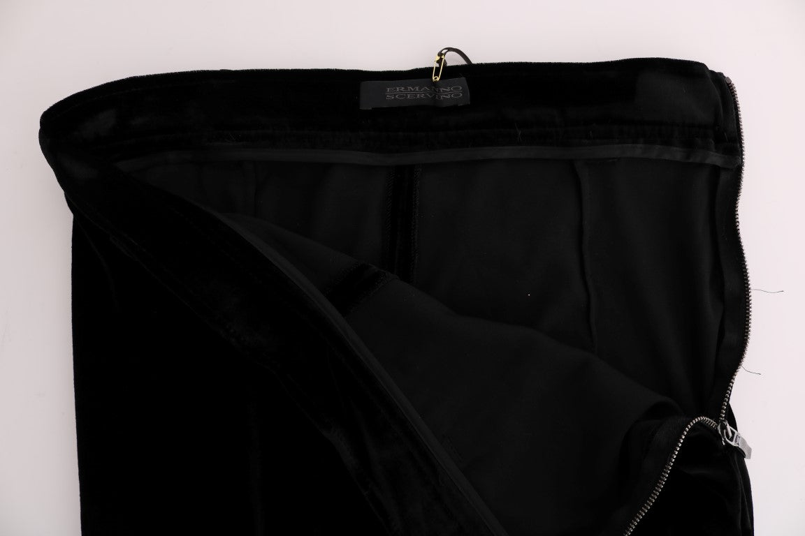 Ermanno Scervino Schwarze Slim Fit-Hose aus Samt