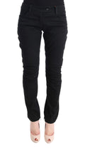 Ermanno Scervino Black Slim Fit Cotton Casual Trousers