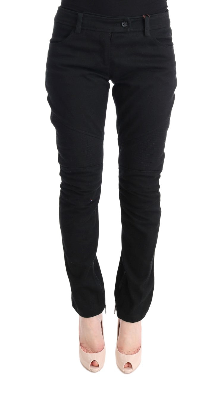Ermanno Scervino Black Slim Fit Cotton Casual Trousers