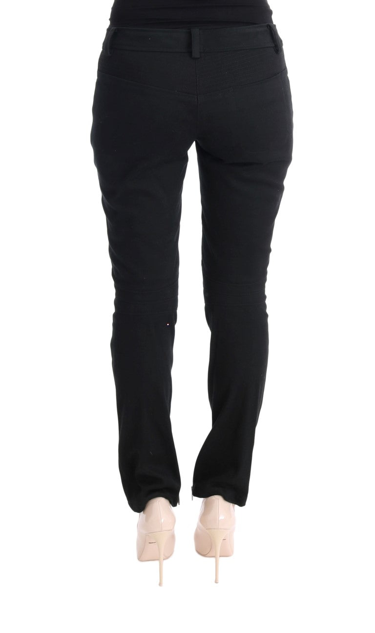 Ermanno Scervino Black Slim Fit Cotton Casual Trousers
