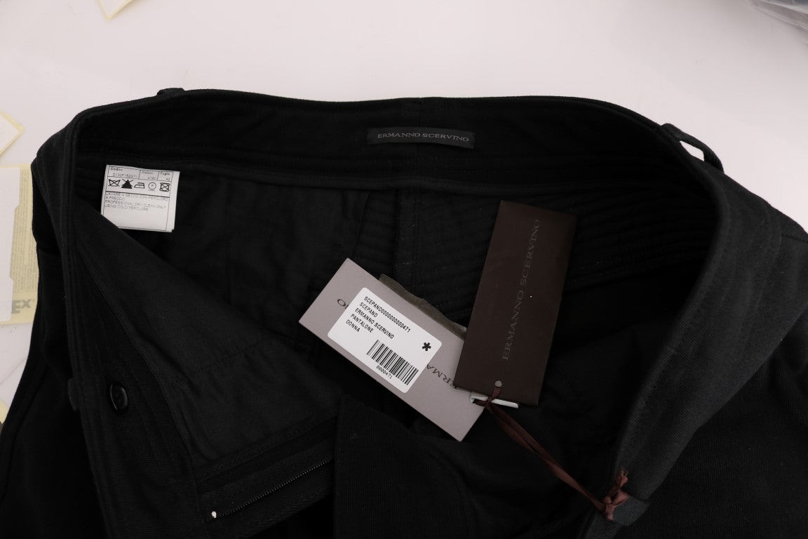 Ermanno Scervino Black Slim Fit Cotton Casual Trousers