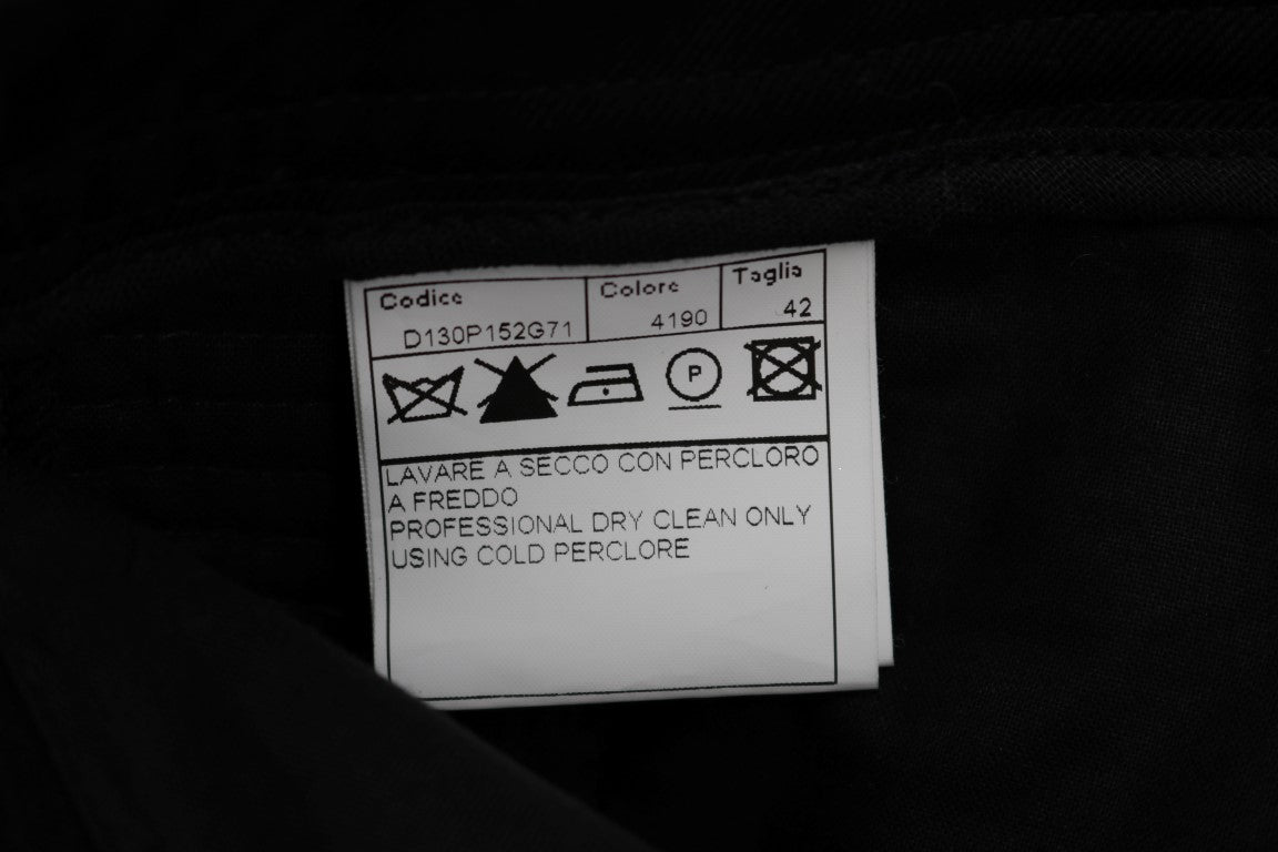 Ermanno Scervino Black Slim Fit Cotton Casual Trousers