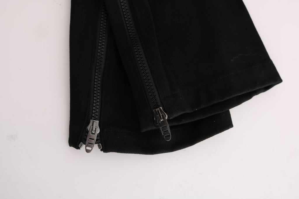 Ermanno Scervino Black Slim Fit Cotton Casual Trousers