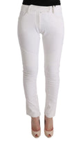 Ermanno Scervino White Cotton Slim Fit Casual Trousers