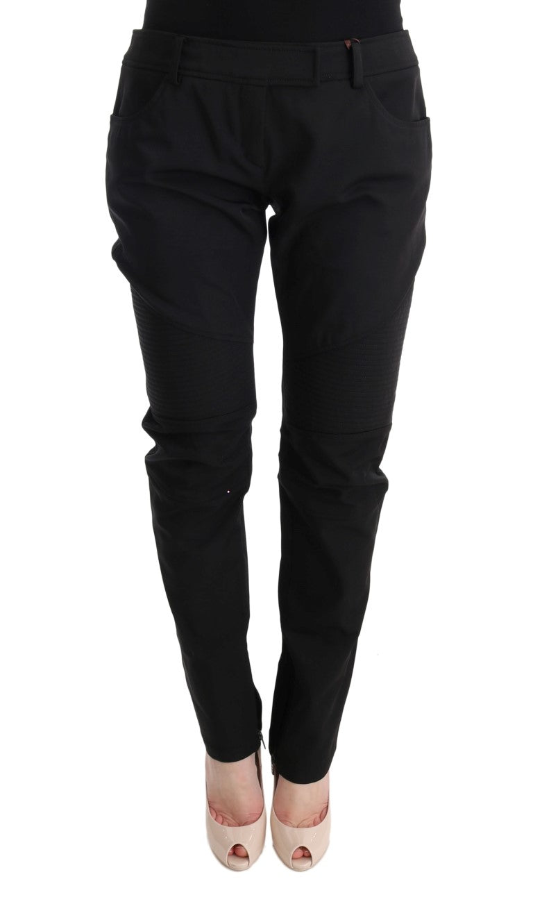 Ermanno Scervino Black Slim Fit Cotton Casual Trousers