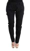 Ermanno Scervino Black Slim Fit Cotton Casual Trousers