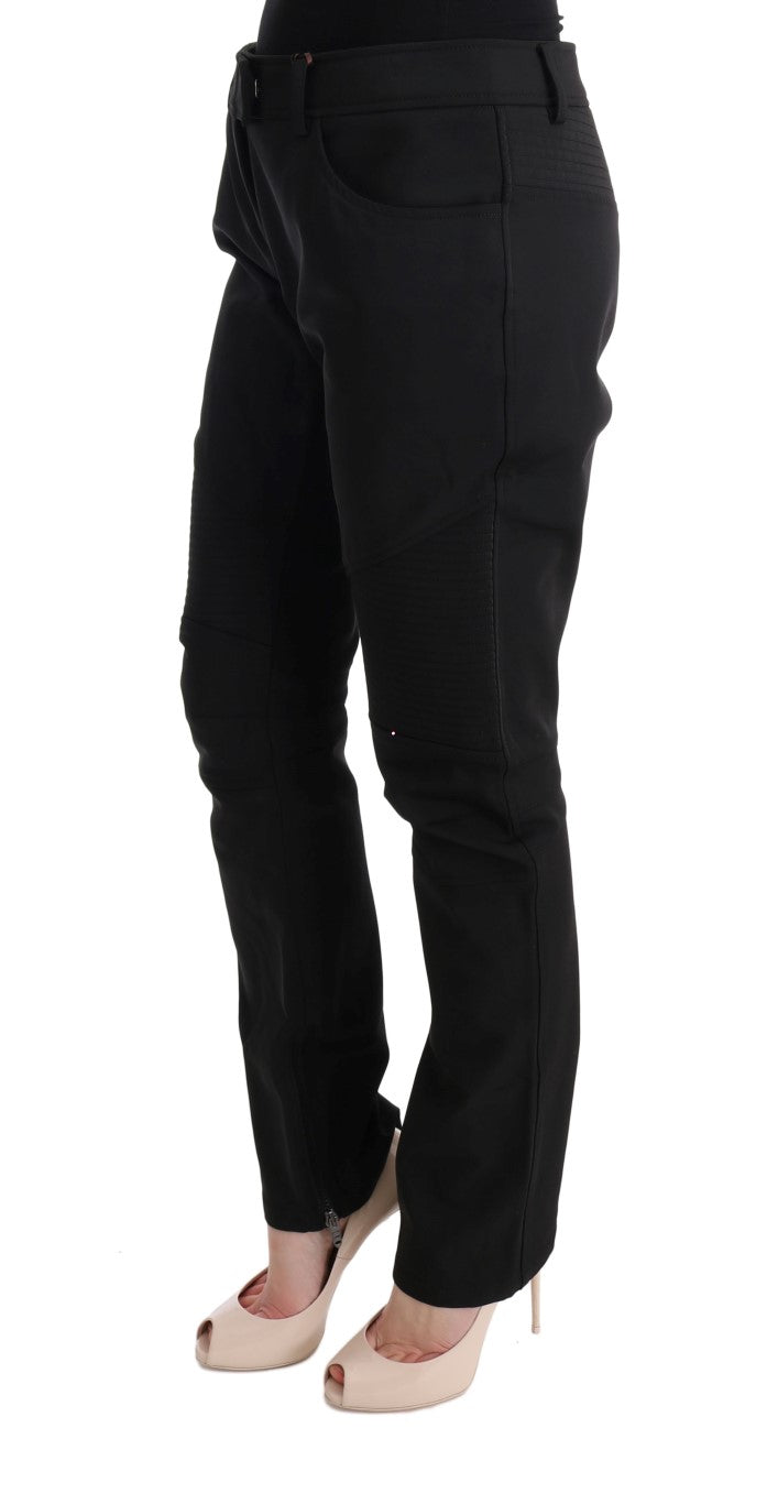 Ermanno Scervino Black Slim Fit Cotton Casual Trousers