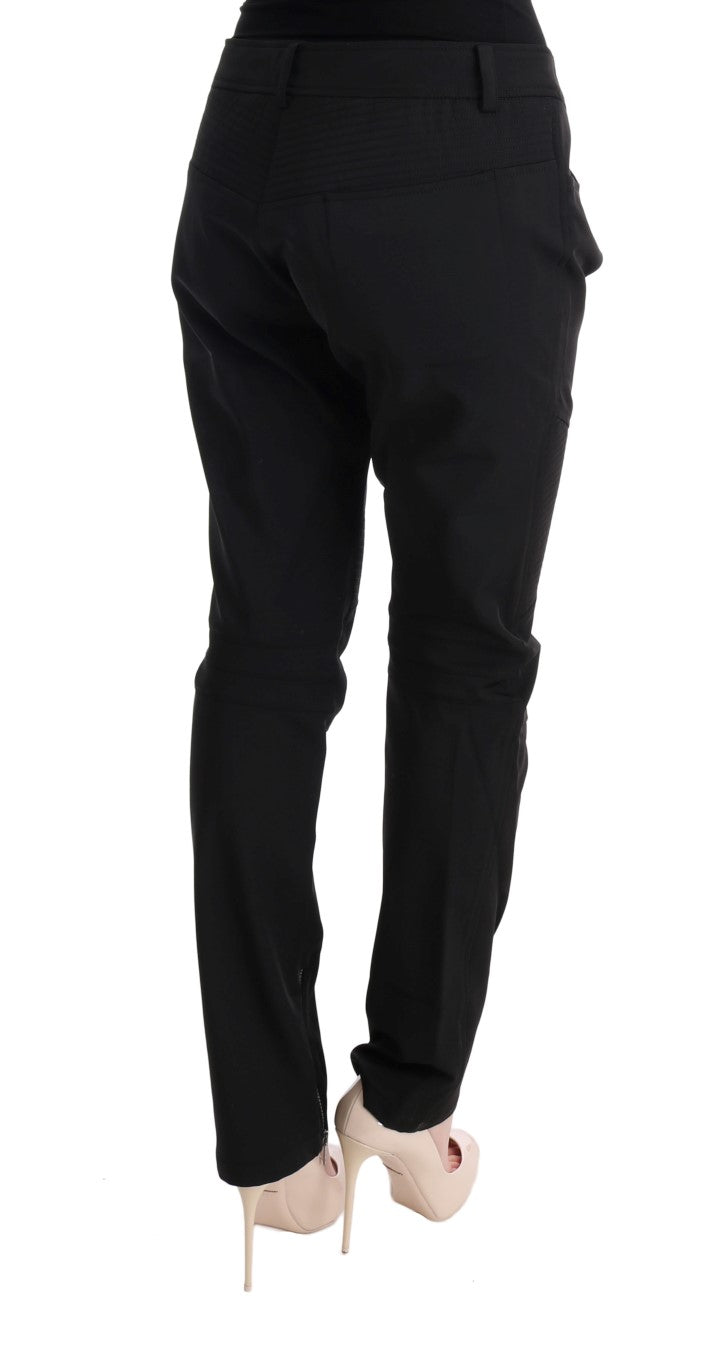Ermanno Scervino Black Slim Fit Cotton Casual Trousers