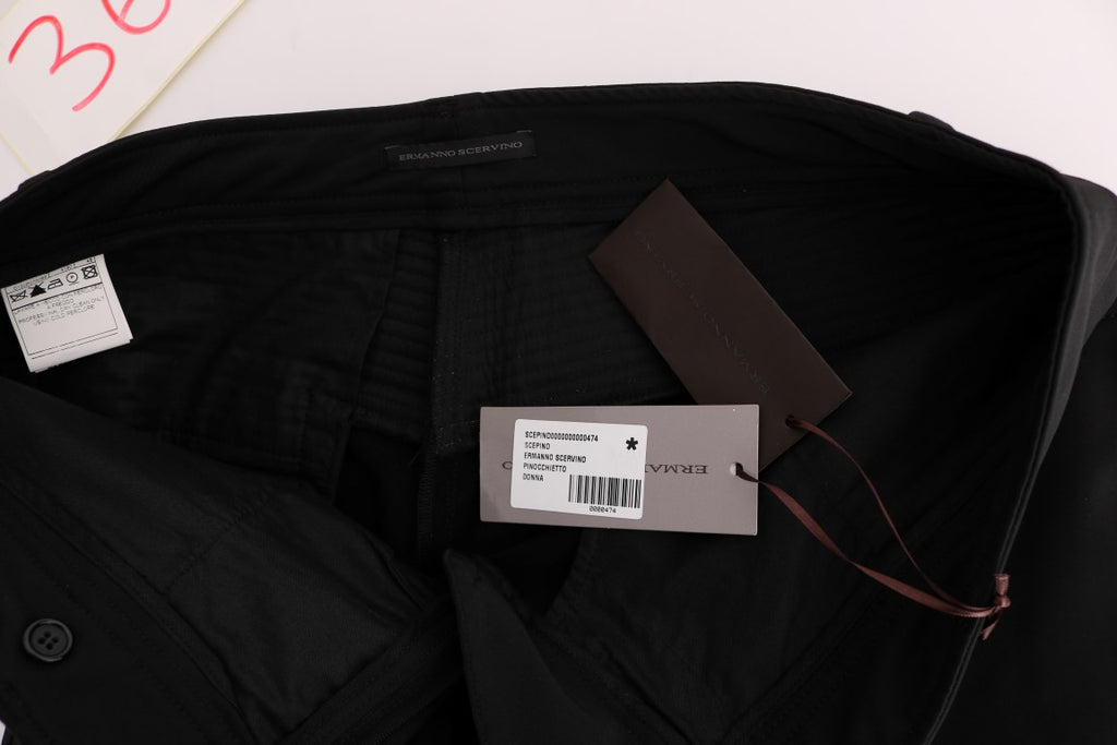 Ermanno Scervino Black Slim Fit Cotton Casual Trousers
