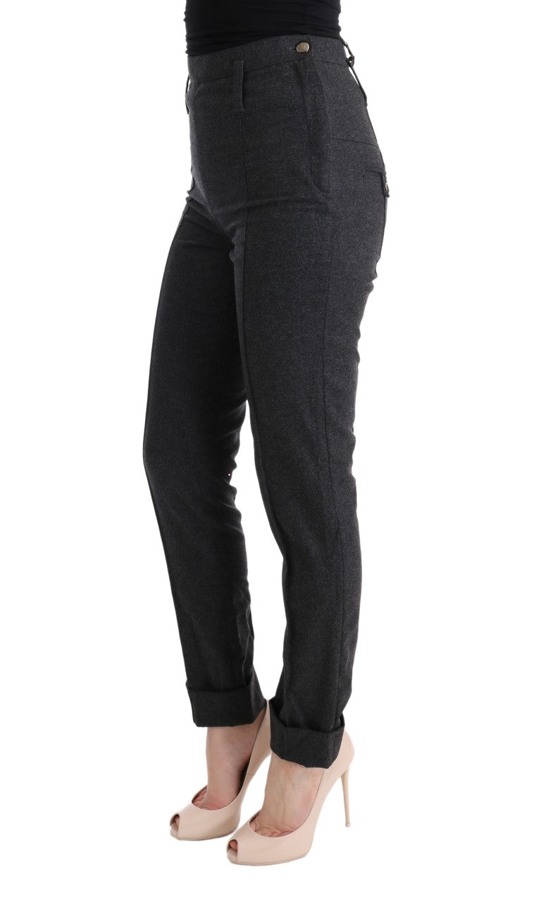 Ermanno Scervino Grey Virgin Wool Skinny Casual Trousers