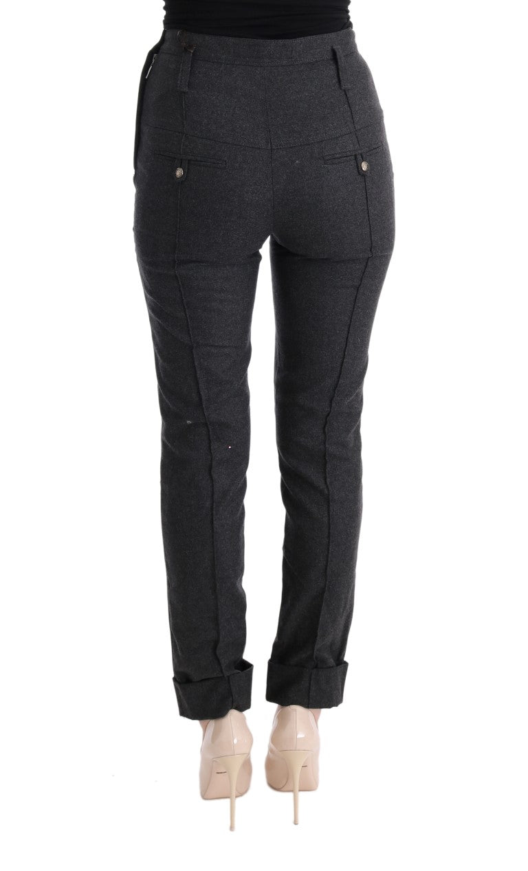 Ermanno Scervino Grey Virgin Wool Skinny Casual Trousers