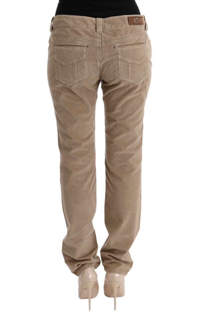 Ermanno Scervino Beige Baumwolle Samt Regular Fit Hose
