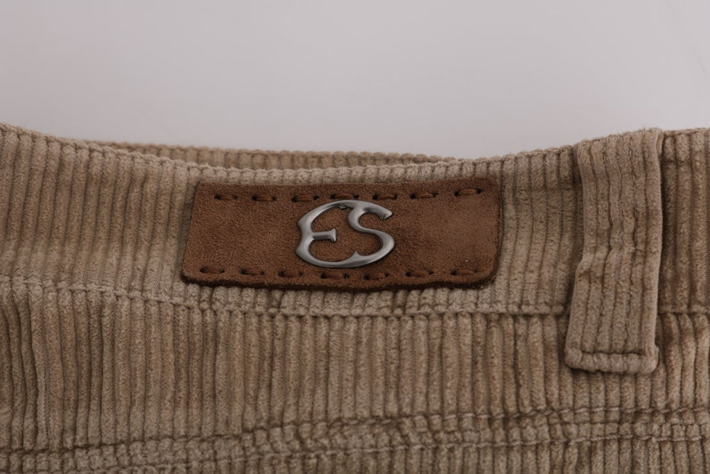 Ermanno Scervino Beige Baumwolle Samt Regular Fit Hose
