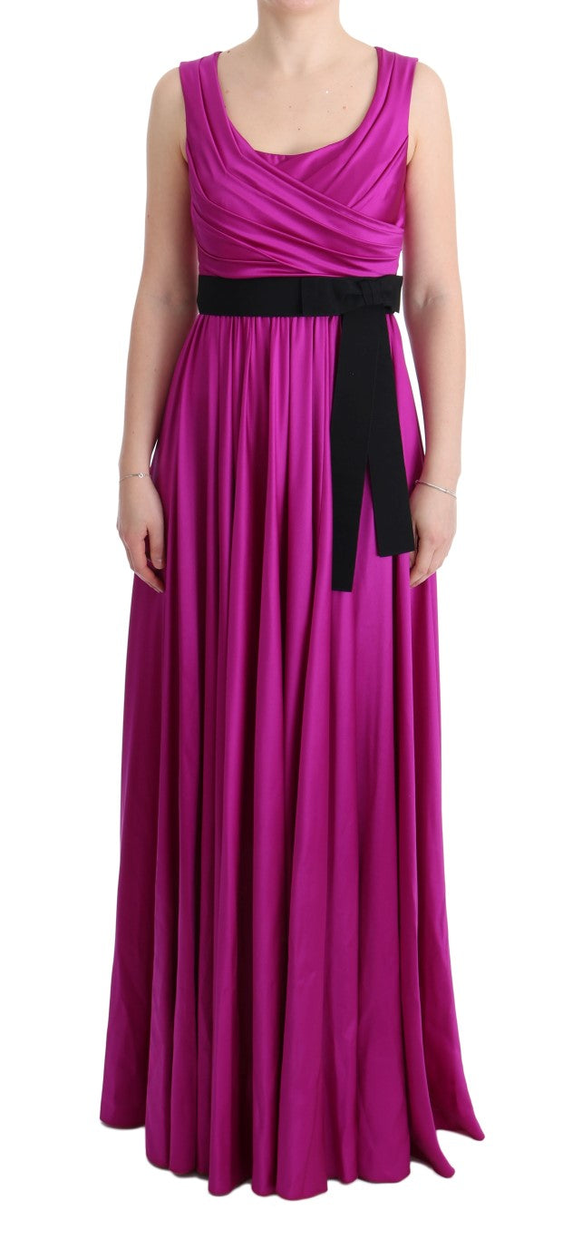 Dolce & Gabbana Long Pink Silk-Stretch Shift Dress