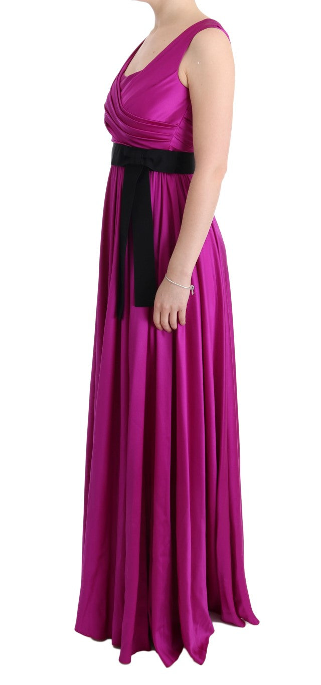 Dolce & Gabbana Long Pink Silk-Stretch Shift Dress