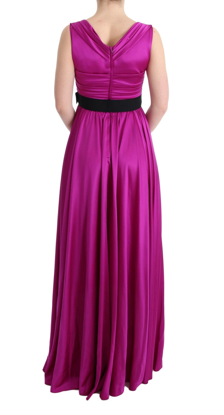 Dolce & Gabbana Long Pink Silk-Stretch Shift Dress