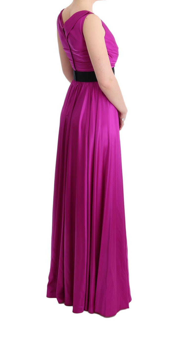 Dolce & Gabbana Long Pink Silk-Stretch Shift Dress