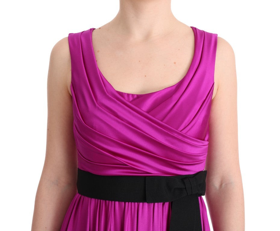 Dolce & Gabbana Long Pink Silk-Stretch Shift Dress
