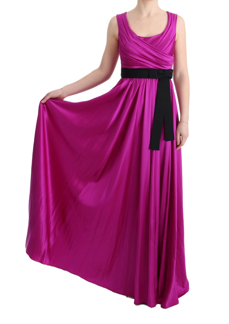 Dolce & Gabbana Long Pink Silk-Stretch Shift Dress