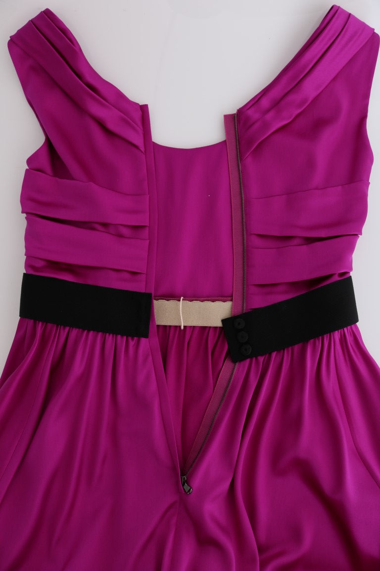 Dolce & Gabbana Long Pink Silk-Stretch Shift Dress