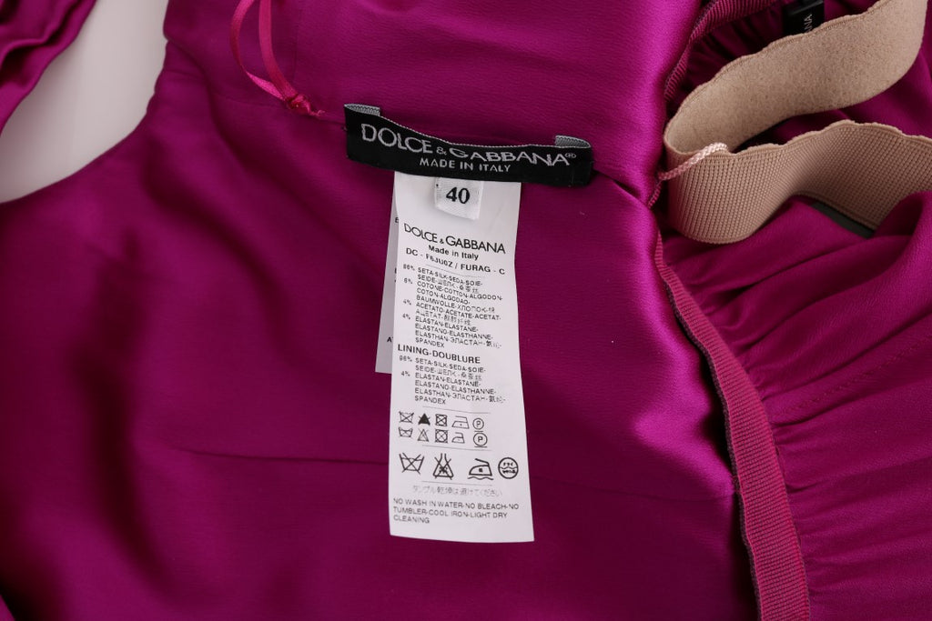 Dolce & Gabbana Long Pink Silk-Stretch Shift Dress