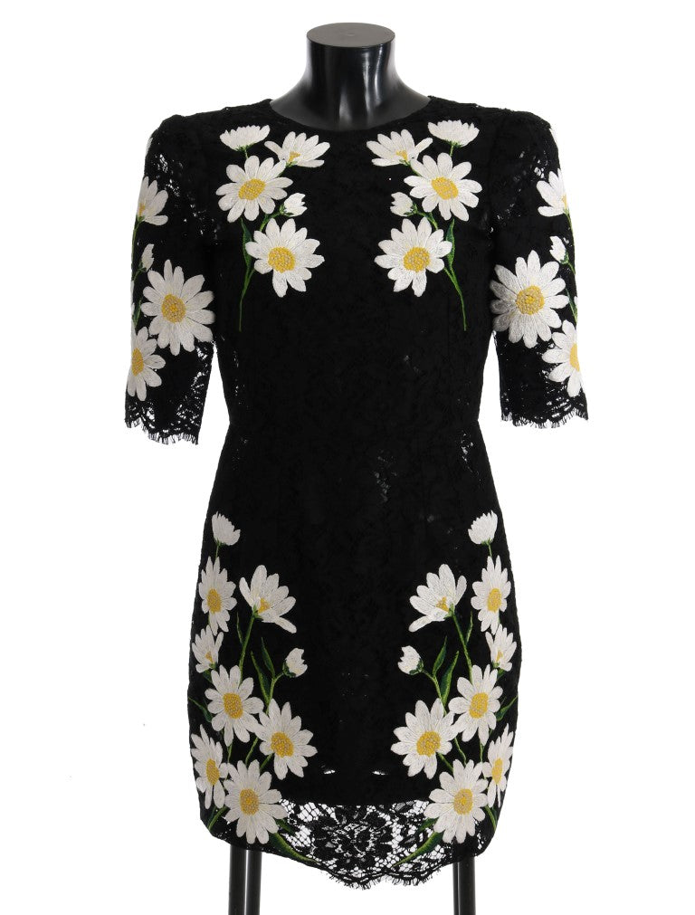 Dolce & Gabbana Black Floral Guipure Lace Sicily Dress