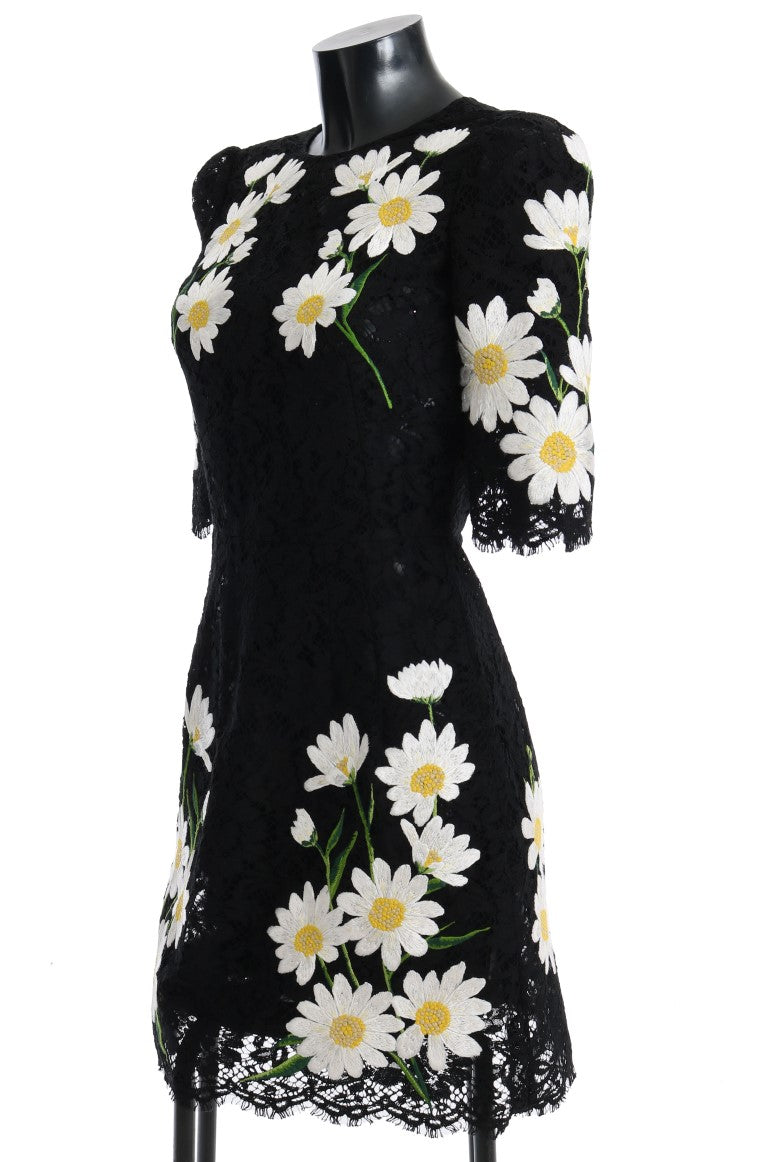Dolce & Gabbana Black Floral Guipure Lace Sicily Dress