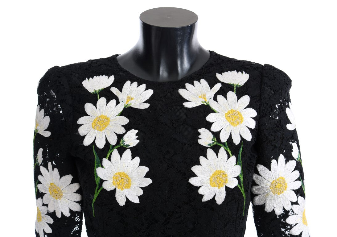 Dolce & Gabbana Black Floral Guipure Lace Sicily Dress